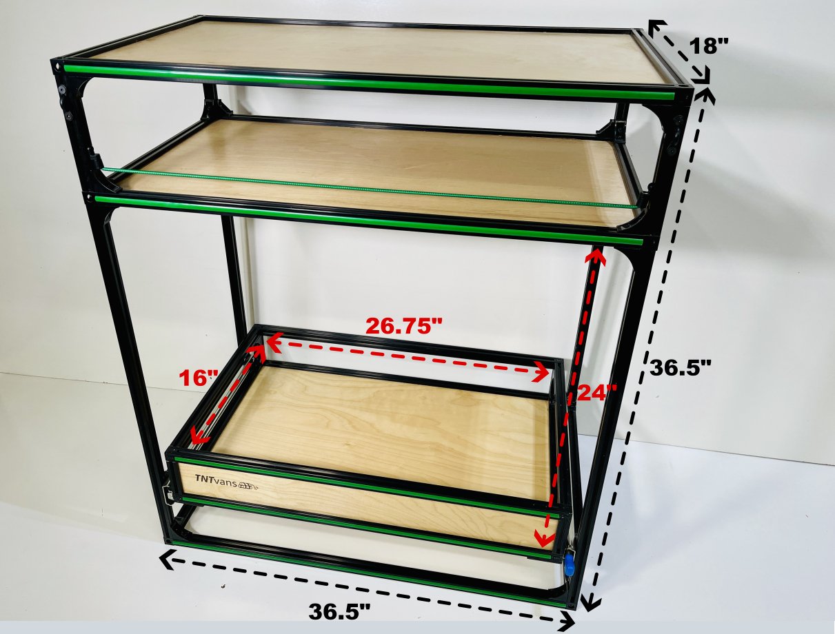 ice chest cooler slide for camper van conversion for van life and overlanding front, dimensions