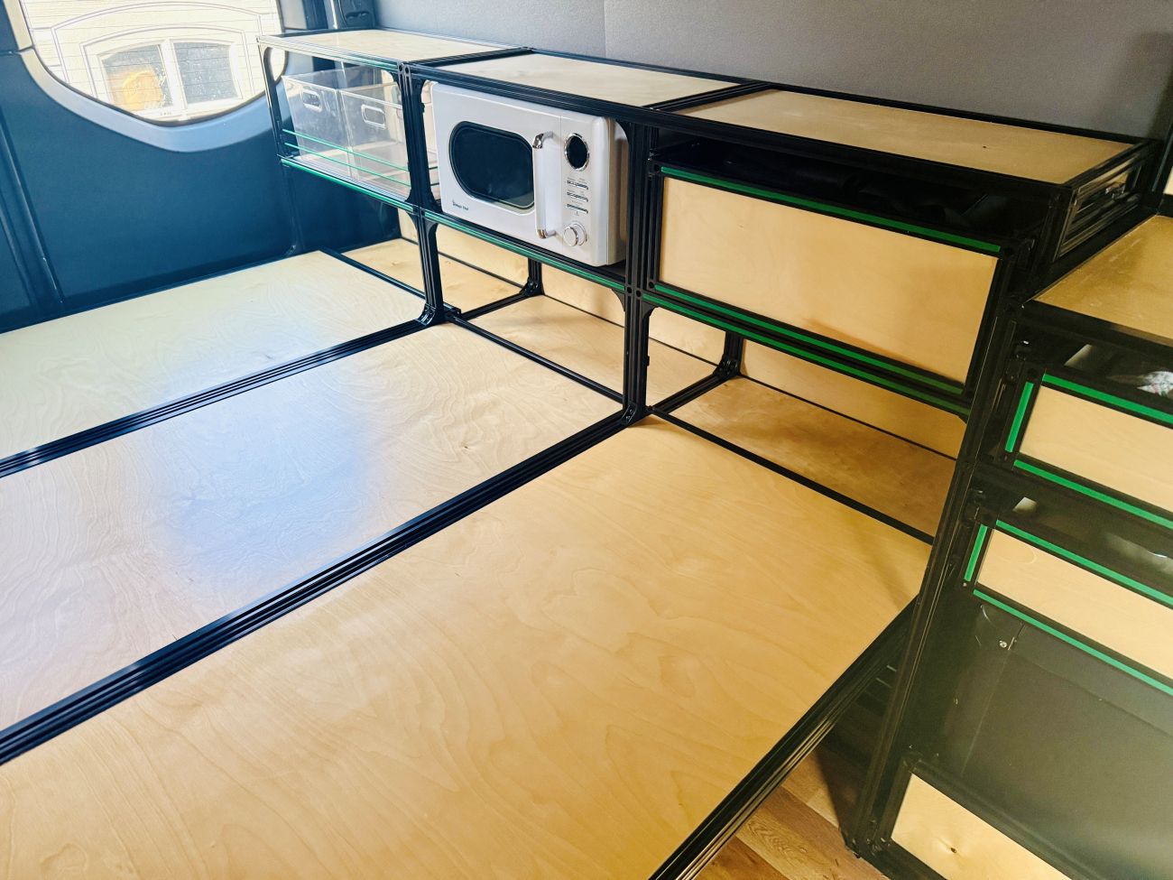 camper van storage shelving