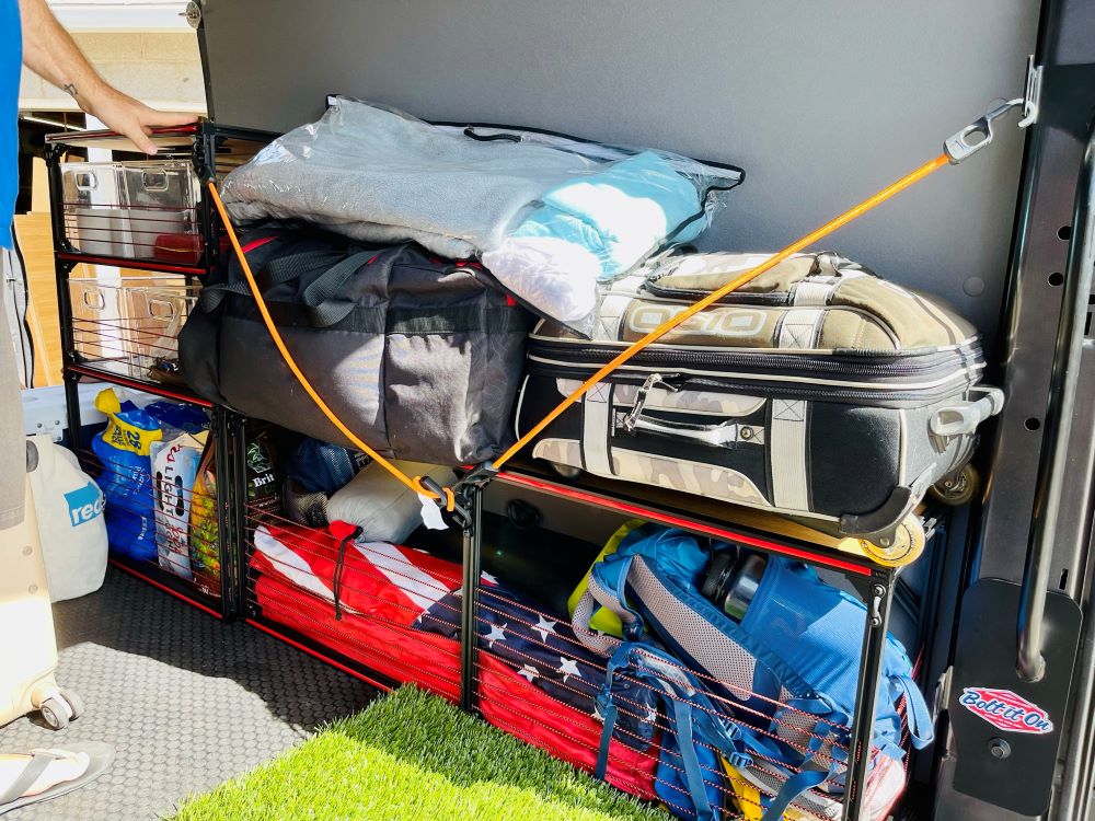 van wheel well bench and storage in ford transit ready to go camping