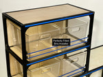 van shelving with clear bins for ford transit