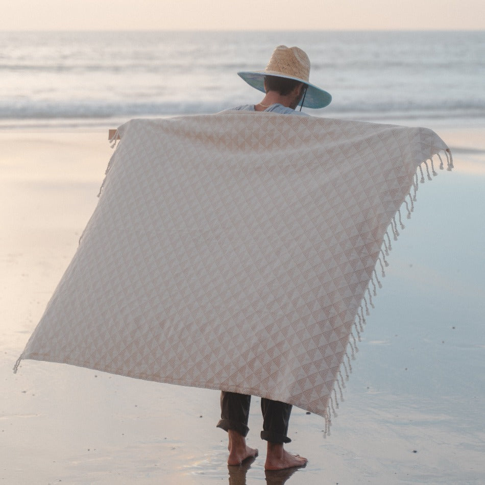 Organic Throw Blanket - Tan & Beige