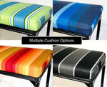 Color cushion options seat or bench inside a van.