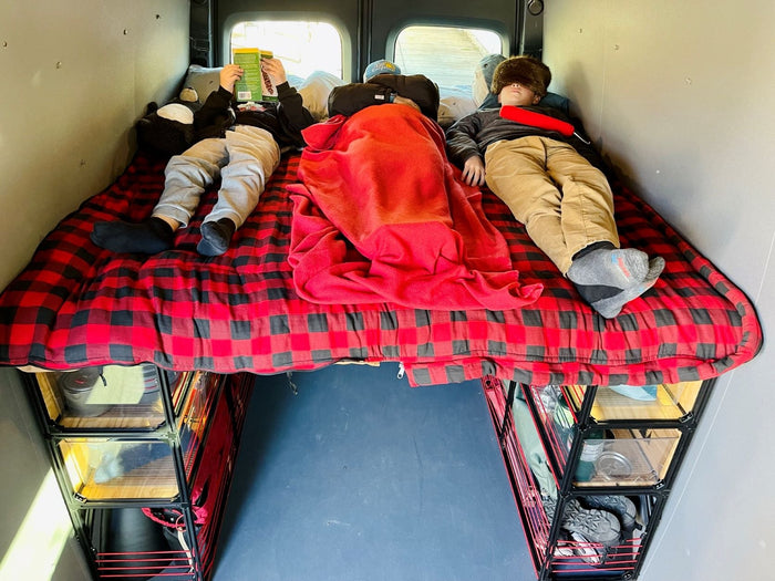 Van bed system for 3 people for van conversion.